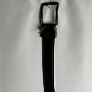 Classic Black Leather Belt with Gunmetal Buckle